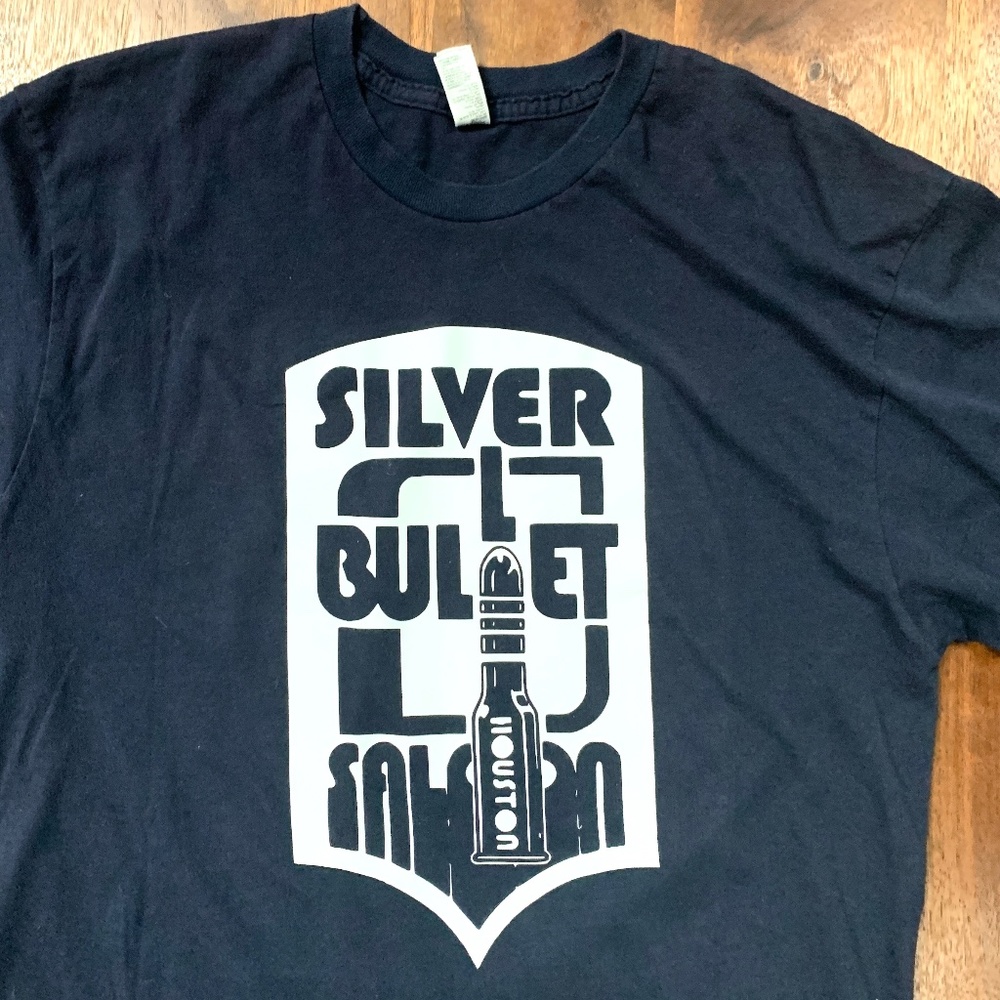 Silver Bullet Saloon in Houston Retro Gay LGBTQ Upcycled T-Shirt  Size M